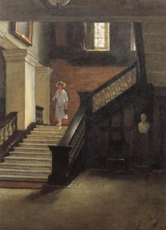 Bernard Hall Staircase to Public Library Sweden oil painting art